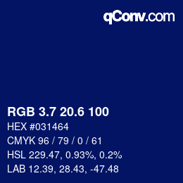 カラーコード: RGB 3.7 20.6 100 | qconv.com