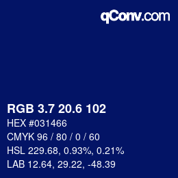 カラーコード: RGB 3.7 20.6 102 | qconv.com