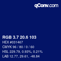 カラーコード: RGB 3.7 20.6 103 | qconv.com