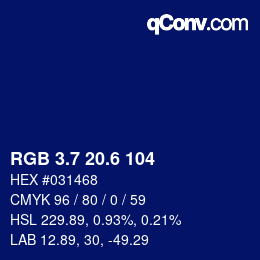 カラーコード: RGB 3.7 20.6 104 | qconv.com