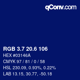 カラーコード: RGB 3.7 20.6 106 | qconv.com