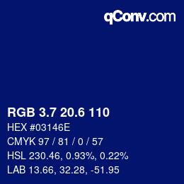 カラーコード: RGB 3.7 20.6 110 | qconv.com
