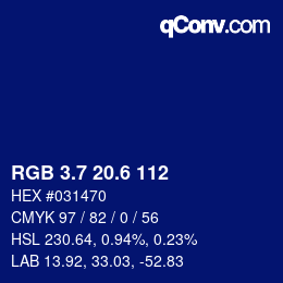 カラーコード: RGB 3.7 20.6 112 | qconv.com