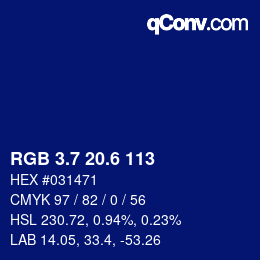 カラーコード: RGB 3.7 20.6 113 | qconv.com