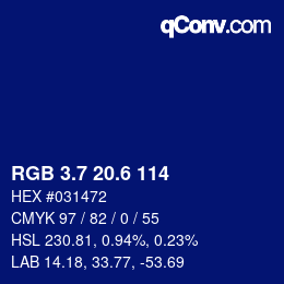 カラーコード: RGB 3.7 20.6 114 | qconv.com