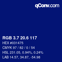 カラーコード: RGB 3.7 20.6 117 | qconv.com