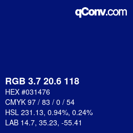 カラーコード: RGB 3.7 20.6 118 | qconv.com