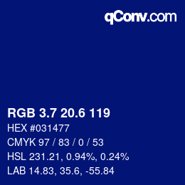カラーコード: RGB 3.7 20.6 119 | qconv.com