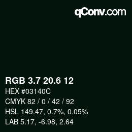 カラーコード: RGB 3.7 20.6 12 | qconv.com