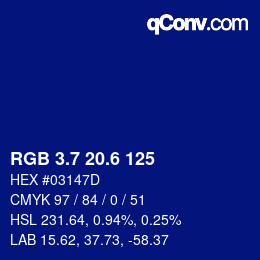 カラーコード: RGB 3.7 20.6 125 | qconv.com