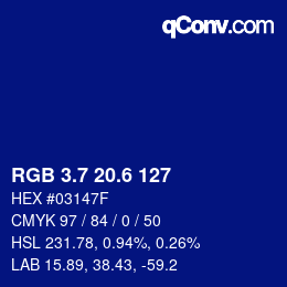 カラーコード: RGB 3.7 20.6 127 | qconv.com