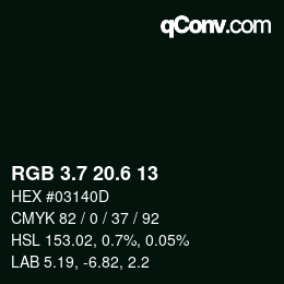カラーコード: RGB 3.7 20.6 13 | qconv.com