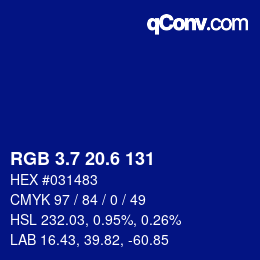 カラーコード: RGB 3.7 20.6 131 | qconv.com