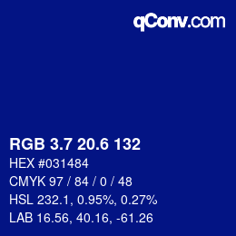 カラーコード: RGB 3.7 20.6 132 | qconv.com