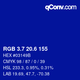 カラーコード: RGB 3.7 20.6 155 | qconv.com