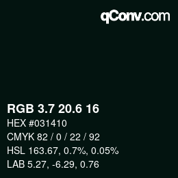 カラーコード: RGB 3.7 20.6 16 | qconv.com
