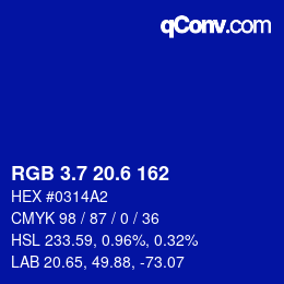カラーコード: RGB 3.7 20.6 162 | qconv.com