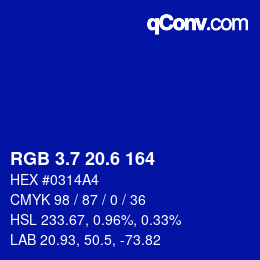 カラーコード: RGB 3.7 20.6 164 | qconv.com