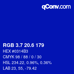 カラーコード: RGB 3.7 20.6 179 | qconv.com