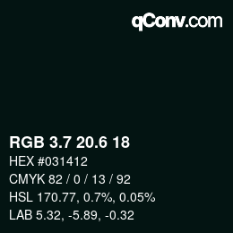 カラーコード: RGB 3.7 20.6 18 | qconv.com