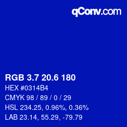カラーコード: RGB 3.7 20.6 180 | qconv.com