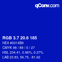 カラーコード: RGB 3.7 20.6 185 | qconv.com