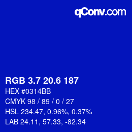 カラーコード: RGB 3.7 20.6 187 | qconv.com