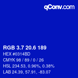 カラーコード: RGB 3.7 20.6 189 | qconv.com