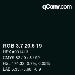カラーコード: RGB 3.7 20.6 19 | qconv.com