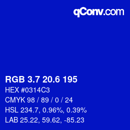 カラーコード: RGB 3.7 20.6 195 | qconv.com