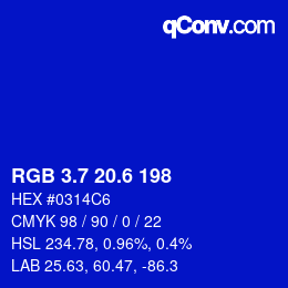 カラーコード: RGB 3.7 20.6 198 | qconv.com