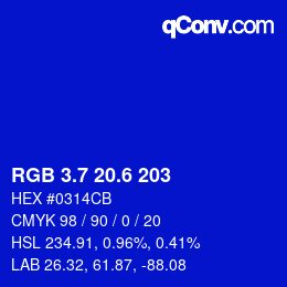 カラーコード: RGB 3.7 20.6 203 | qconv.com