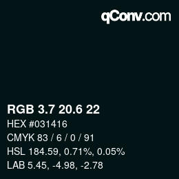 カラーコード: RGB 3.7 20.6 22 | qconv.com