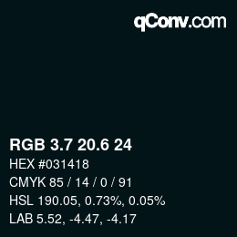 カラーコード: RGB 3.7 20.6 24 | qconv.com