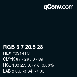 カラーコード: RGB 3.7 20.6 28 | qconv.com