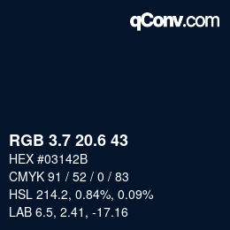カラーコード: RGB 3.7 20.6 43 | qconv.com