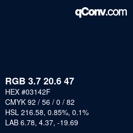 カラーコード: RGB 3.7 20.6 47 | qconv.com