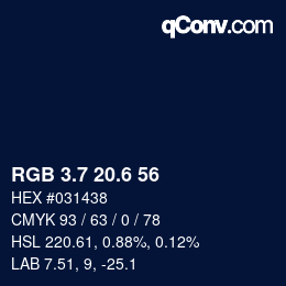 カラーコード: RGB 3.7 20.6 56 | qconv.com