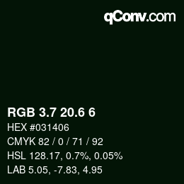カラーコード: RGB 3.7 20.6 6 | qconv.com