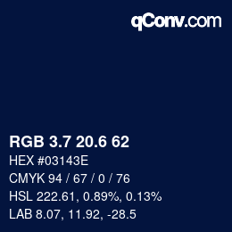 カラーコード: RGB 3.7 20.6 62 | qconv.com