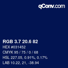カラーコード: RGB 3.7 20.6 82 | qconv.com