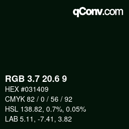 カラーコード: RGB 3.7 20.6 9 | qconv.com