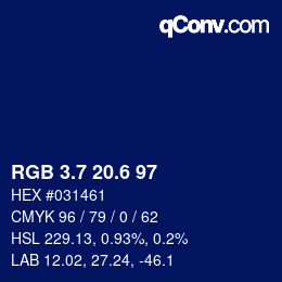 カラーコード: RGB 3.7 20.6 97 | qconv.com