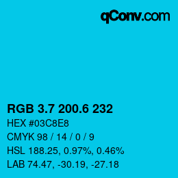 カラーコード: RGB 3.7 200.6 232 | qconv.com