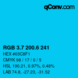 カラーコード: RGB 3.7 200.6 241 | qconv.com