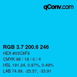 カラーコード: RGB 3.7 200.6 246 | qconv.com
