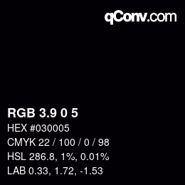 Color code: RGB 3.9 0 5 | qconv.com