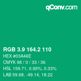 カラーコード: RGB 3.9 164.2 110 | qconv.com