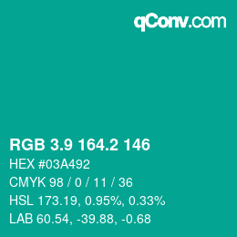 カラーコード: RGB 3.9 164.2 146 | qconv.com