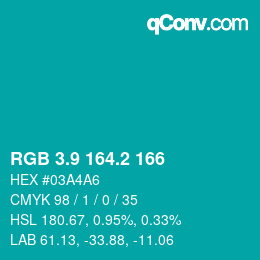 カラーコード: RGB 3.9 164.2 166 | qconv.com